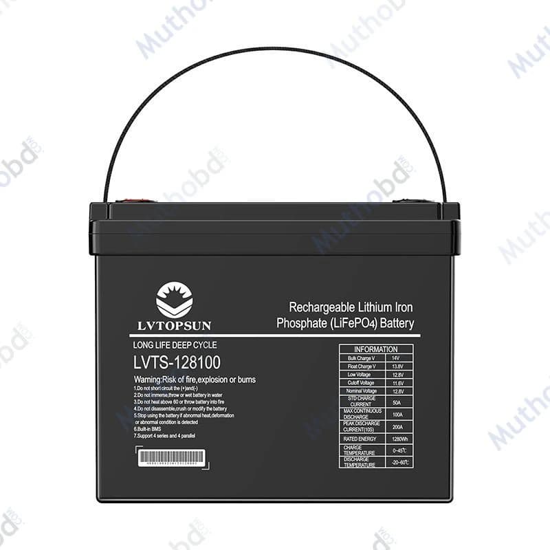 lvtopsun LVTOPSUN 12.8V 100Ah Lithium Battery (LiFePO4) – Smart BMS with Bluetooth & Display
