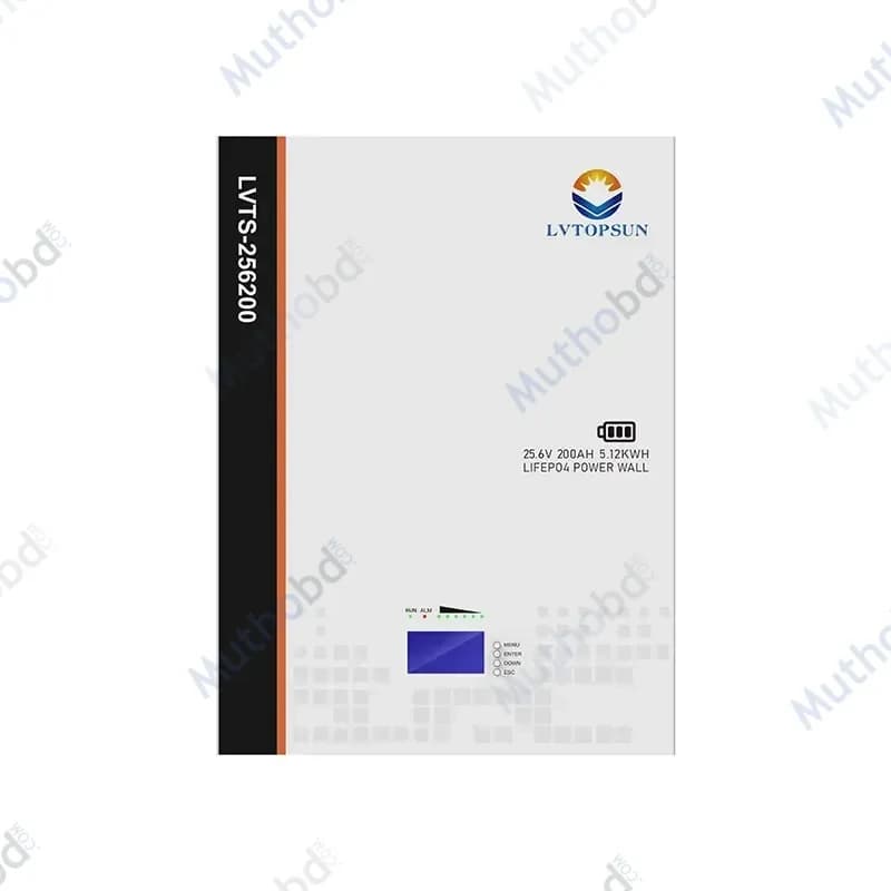 LVTOPSUN LVTS-256200 Energy Storage 25.6V 200Ah 5.12kWh LiFePO4 Battery – Wall Mount Lithium Battery