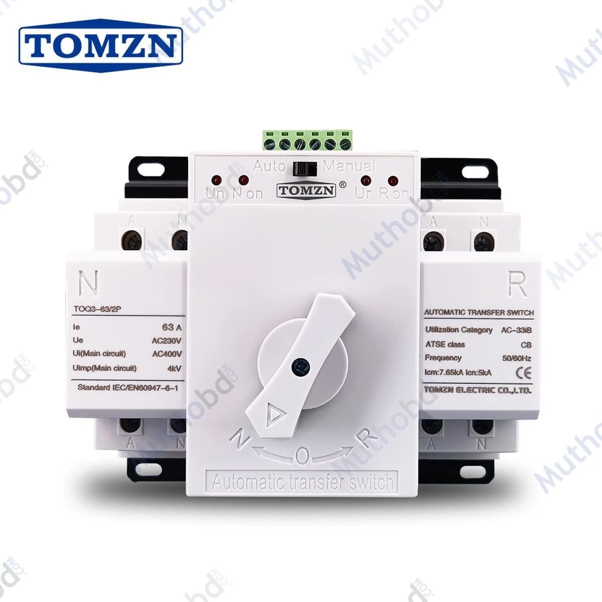 TOMZN TOQ3-2P/63 63A Automatic Transfer Switch (ATS) – 2P Dual Power Changeover