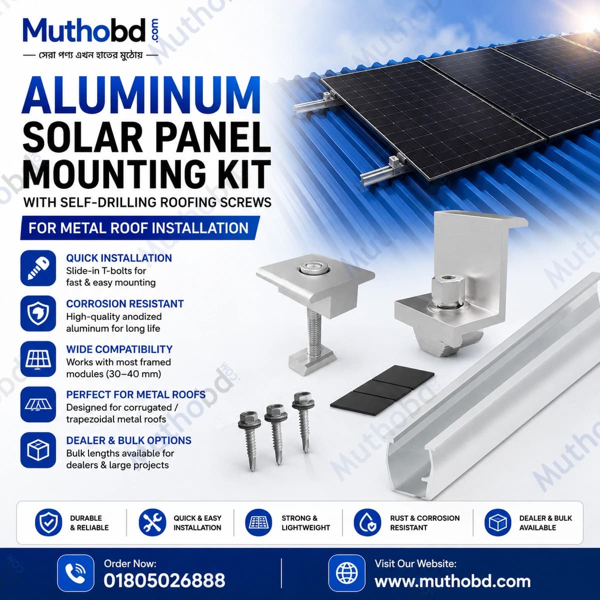 other Aluminum Solar Panel Mounting Kit with Self-Drilling Roofing Screws for Metal Roof