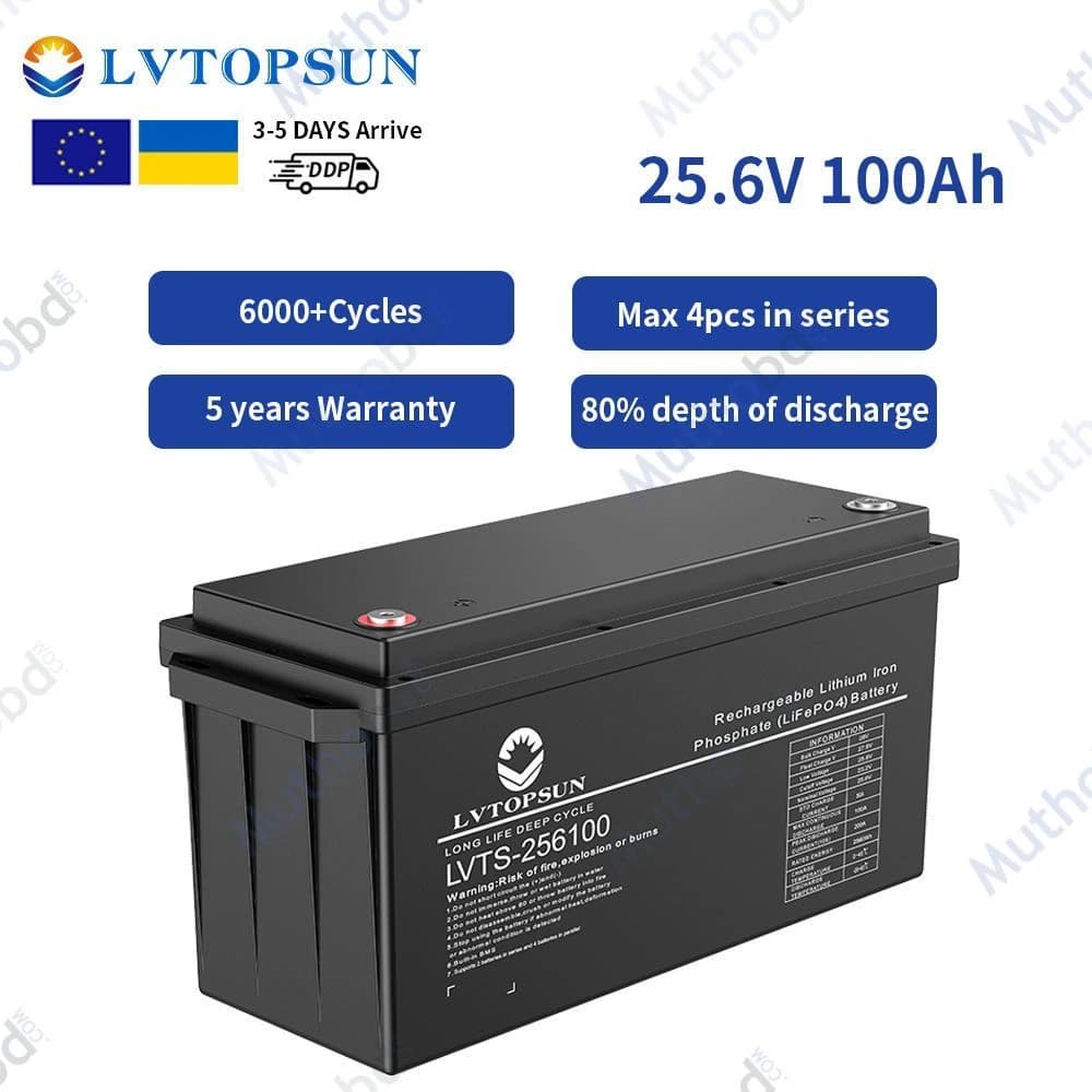 lvtopsun LVTOPSUN 25.6V 100Ah LiFePO4 Lithium Battery (LVTS-25610E)